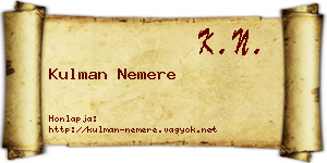 Kulman Nemere névjegykártya